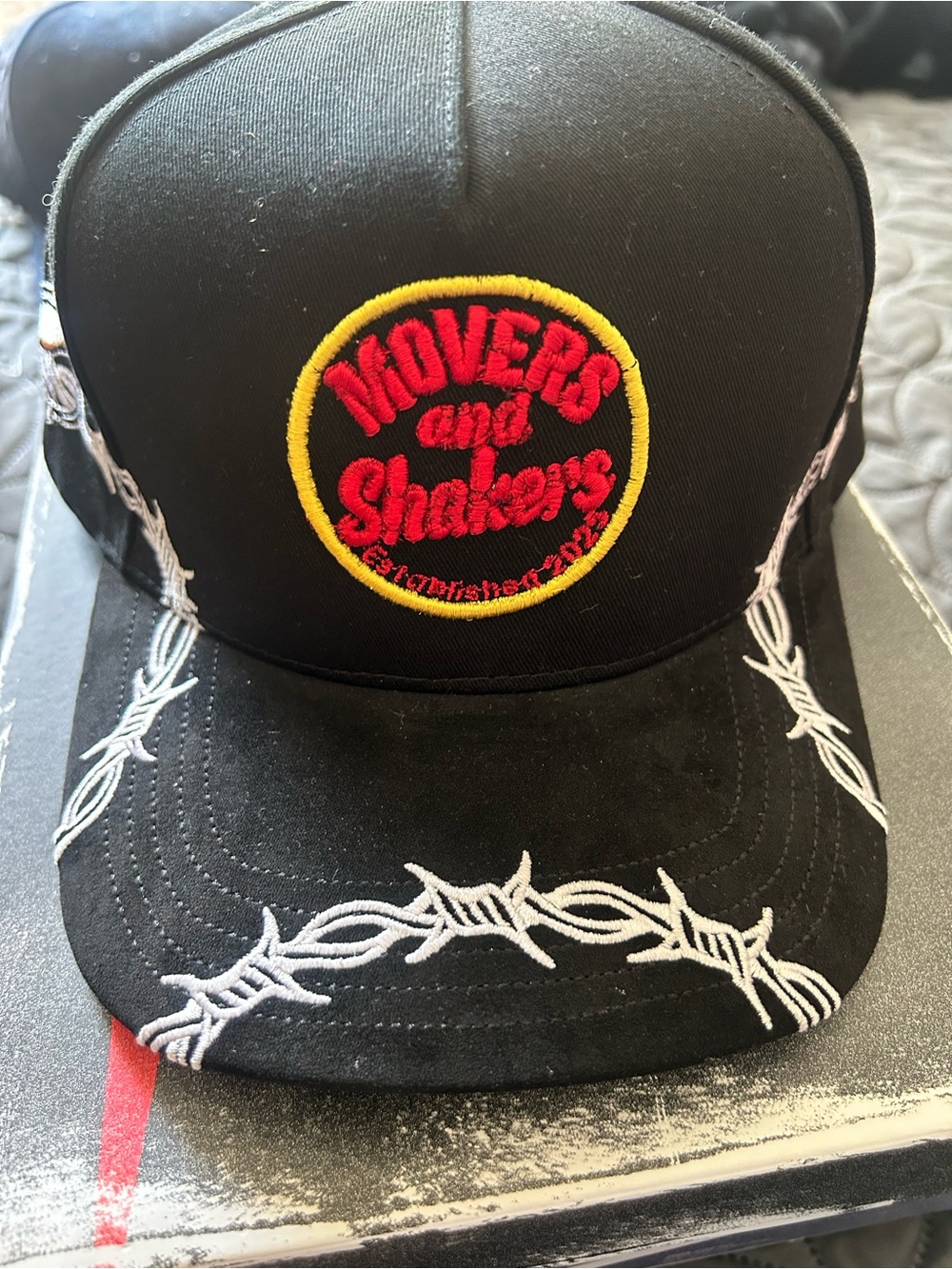 Movers and Shakers Black Barbed Wire Patch Hat